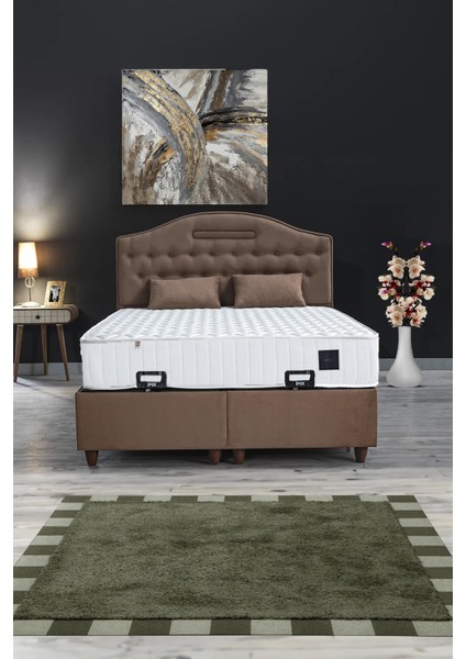 Ipek Mobilya Nima 3 Lü Set Baza + Başlık + Yatak Tek Kişilik Sütlü Kahve 2180A 100X200