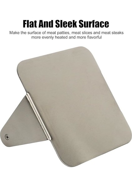 Kare Smash Burger Presi,12 cm ,3 mm 304 Paslanmaz Çelik Burger Presi, Ahşap Saplı , Ağır Hizmet Burger Şutu,