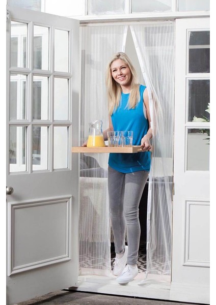 Mıknatıslı Manyetik Kapı Sinekliği Sineklik Tülü Perde (60CM x 210CM 2 Adet Tül) (4886)