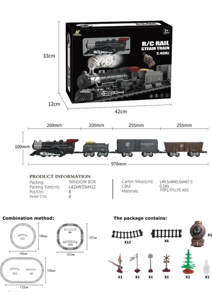 Oyuncak Tren Işıklı Sesli Buharlı Uzaktan Kumandalı Tren fiyatları