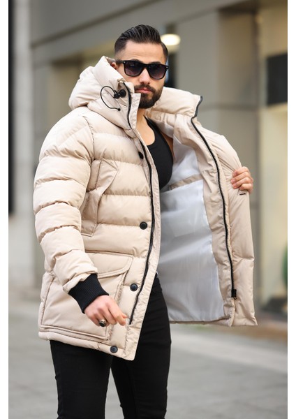 Erkek Kapşonlu Torba Cepli Kışlık Uzun Mont fiyatları