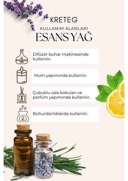 Misket Limonu Esansiyel Uçucu Yağ Buhurdanlık Yağı Hava Nemlendirici Aroma Difizörü Kokusu 10 ml