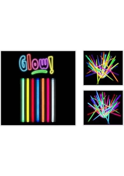 Glow Stick 20CM Fosforlu Kırılan Çubuk (100 Adet)