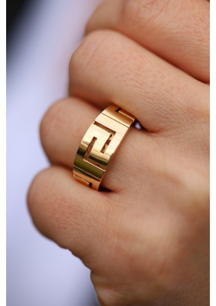 14 Ayar Altın Greek Desenli Yüzük fırsatları