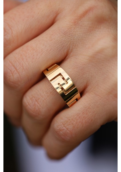 14 Ayar Altın Greek Desenli Yüzük indirimleri