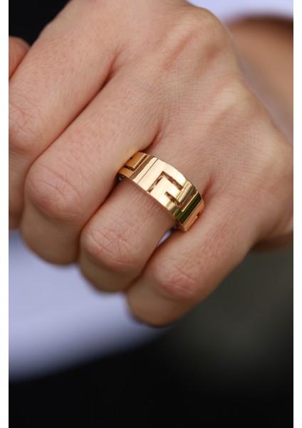 14 Ayar Altın Greek Desenli Yüzük