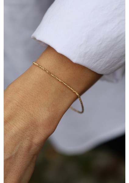 14 Ayar Altın Mini Dorika Dizisi Bileklik modelleri