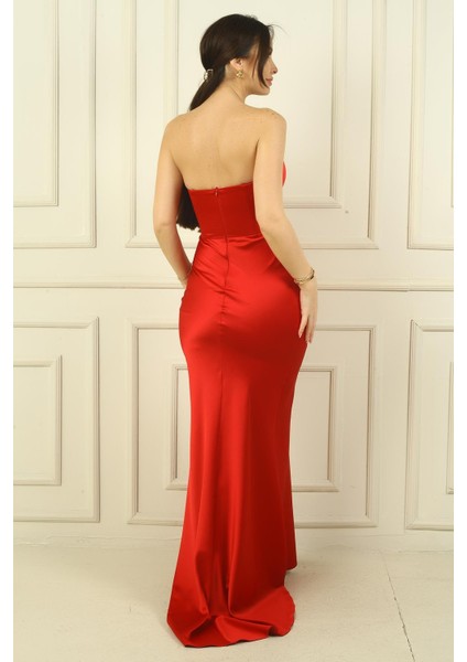 Kadın Önü Büzgülü Astarlı Balık Saten Elbise fırsatları