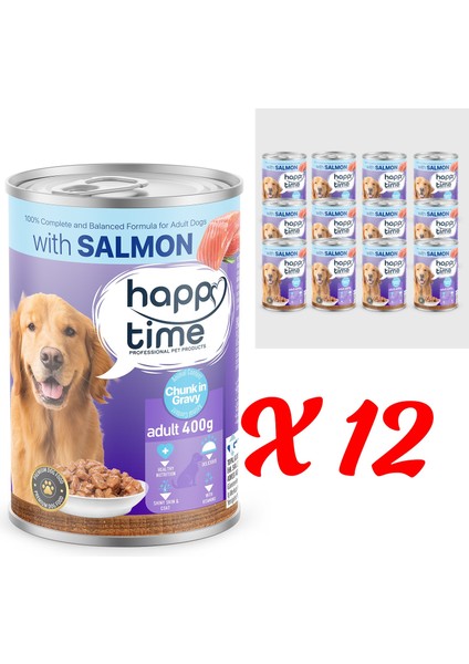 Yetişkin Köpekler Için Somonlu Konserve 12 x 400 gr