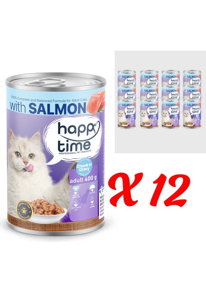 Yetişkin Kediler Için Somon Parça Etli Konserve 12X400 gr