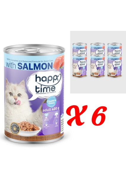 Yetişkin Kediler Için Somon Parça Etli Konserve 6X400 gr