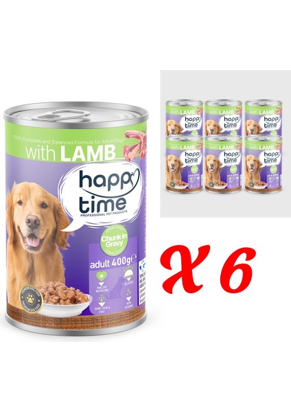 Yetişkin Köpekler Için Kuzu Parça Etli Konserve 6X400 gr