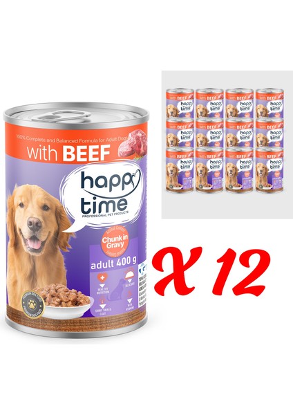 Yetişkin Köpekler Için Biftek Parça Etli Konserve 12X400 gr