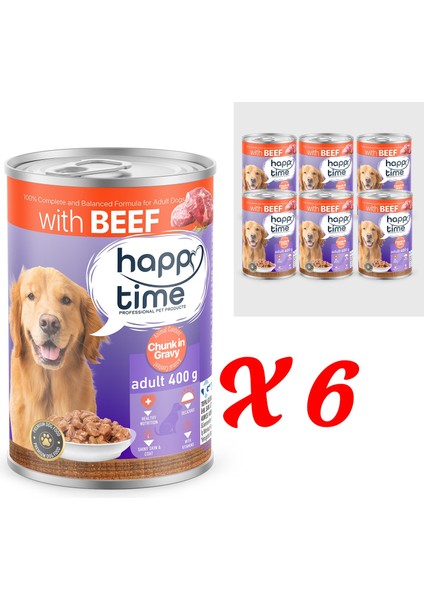 Yetişkin Köpekler Için Biftek Parça Etli Konserve 6X400 gr