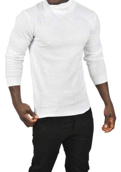 Örme Desenli Dar Kesim Tam Balıkçı Yaka Boğazlı Kazak 2505510 fırsatları