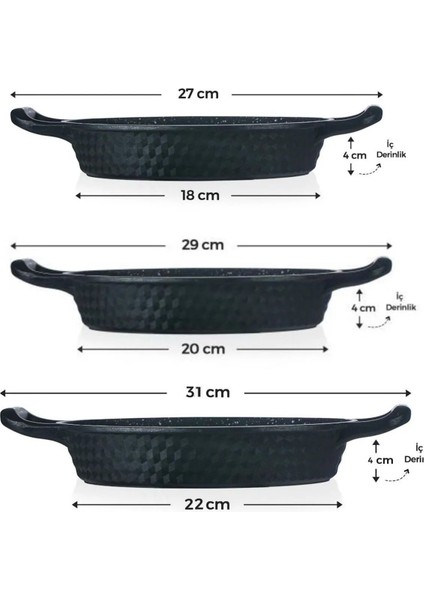 6 Parça Cam Kapaklı Sahan Tava Seti 18 Cm-20 Cm-22 Cm Siyah Döküm Granit Kaplama Yanmaz Yapışmaz fiyatları