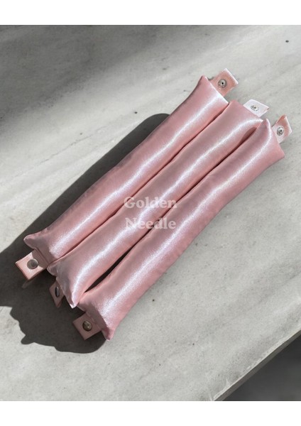 Saten Çıtçıtlı Bigudi Sosisi Isısız Saç Şekillendirici Pudra Pembe 3 Saç Bigudisi ve Saklama Çantası fiyatları