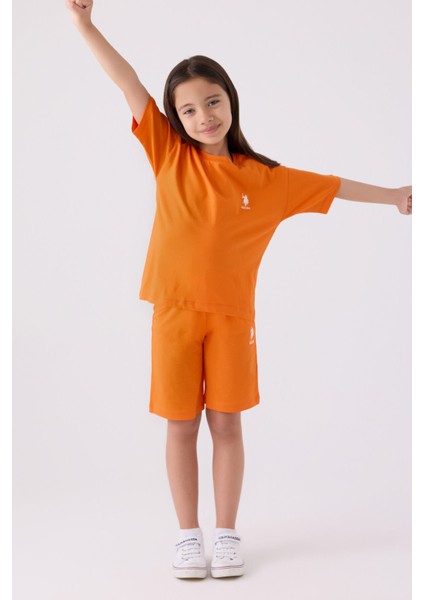 Kız Çocuk Turuncu Bermuda Takım