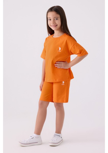 Kız Çocuk Turuncu Bermuda Takım modelleri