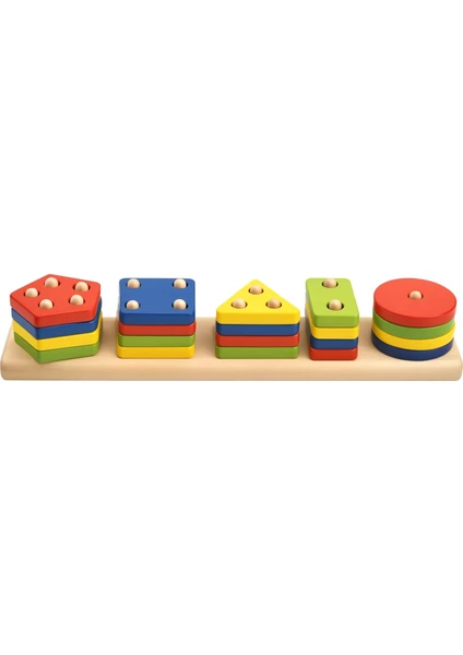 İyi Toys Ahşap 5'li Geometri Sıralama Montessori