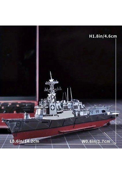 Burke Sınıfı Destroyer, Metal Dıy Montajlı Model, Üç Boyutlu Bulmaca, El Yapımı El Sanatları Dekorasyonu