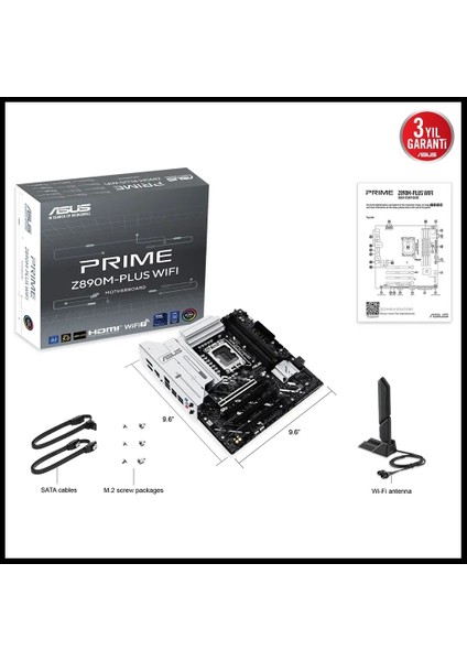 Prıme Z890M-PLUS 7600MHZ, 4xDDR5 Micro ATX Gaming Anakart