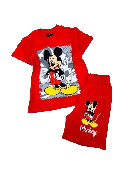 Yazlık Mickey Mouse Baskılı Şortlu Çocuk Takım