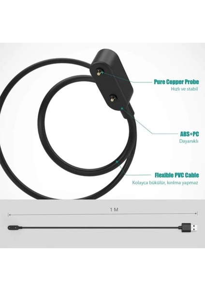 Huawei Watch Fit 3 Manyetik USB Şarj Kablosu 1 Metre
