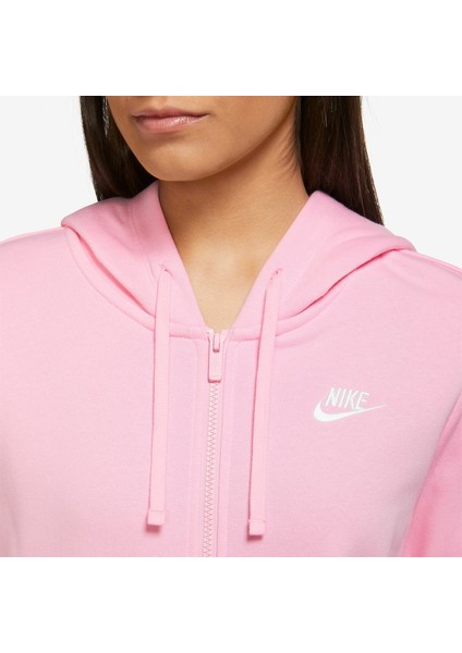 Sportswear Club Fleece Women's Full-Zip Hoodie Kadın Pembe Kapüşonlu Sweatshirt DQ5471-690