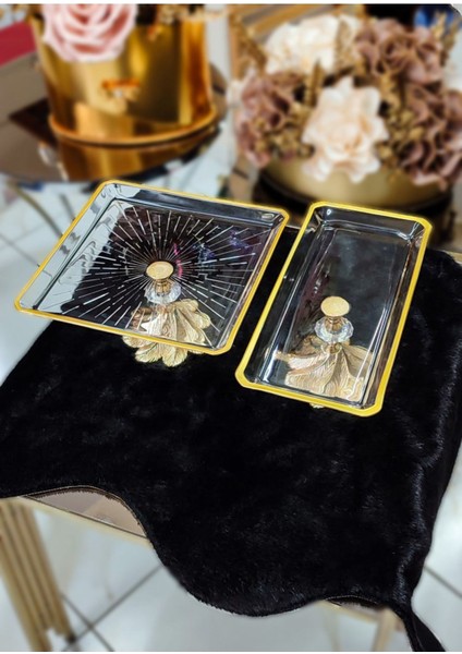 Seçkinev Madlen 2 Parça Gold Detaylı Sunum Tabağı
