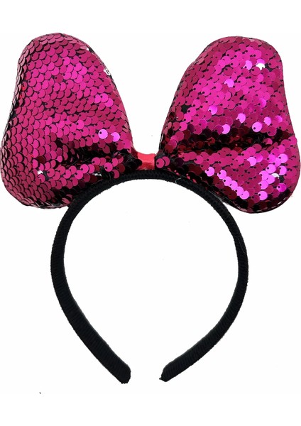 Renk Değiştiren Pullu Payetli Fiyonk Parti Tacı Fuşya Gümüş Renk 20 x 16 cm