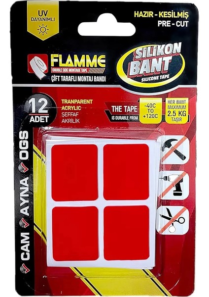 Montaj Bandı 2.5 kg - Çift Taraflı Hazır Kesilmiş Silikon Bant 12&#39;li Montaj Bandı, Şeffaf modelleri