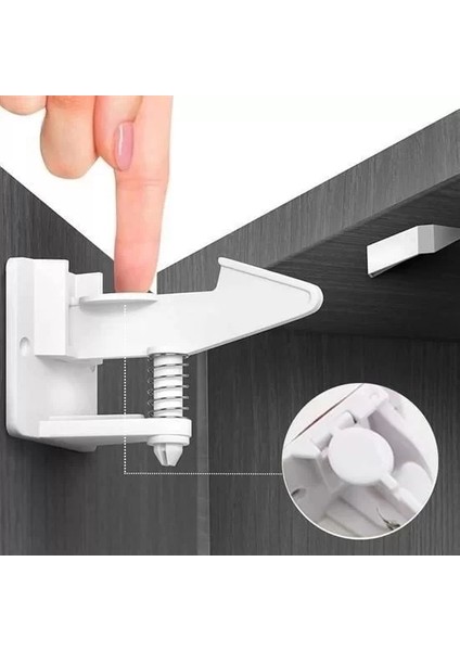 4 Adet - Bebek Çocuk Güvenliği Korumalı Yapışkan Çekmece ve Dolap Için Tutucu Gizli Güvenlik Kilidi