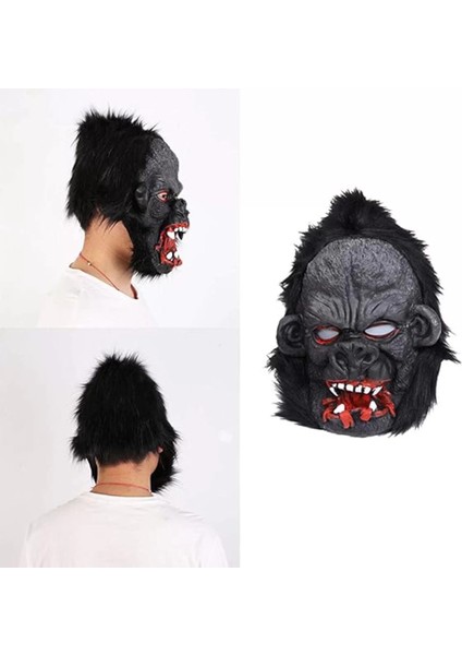 Lateks Goril Maskesi Maymun Maskesi Et Maskesi Orangutan Siyah Saçlı 2 No modelleri