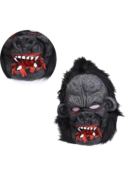 Lateks Goril Maskesi Maymun Maskesi Et Maskesi Orangutan Siyah Saçlı 2 No indirimleri