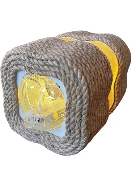 Masa Lambası - Bahçe Lambası Halat Jüt Ip Dekorlu Pilli Ledli Beton Aydınlatma modelleri