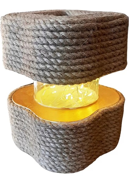 Masa Lambası - Bahçe Lambası Halat Jüt Ip Dekorlu Pilli Ledli Beton Aydınlatma indirimleri