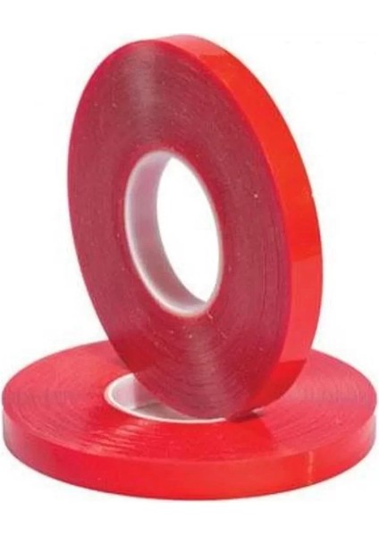 Çift Taraflı Akrilik Silikonize Bant 18 mm x 2 Metre Kırmızı Vhb fırsatları