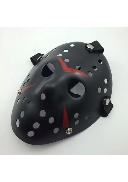 Siyah Renk Kırmızı Çizgili Tam Yüz Hokey Jason Maskesi Hannibal Maskesi fiyatları