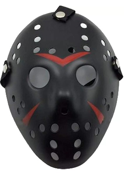 Siyah Renk Kırmızı Çizgili Tam Yüz Hokey Jason Maskesi Hannibal Maskesi fırsatları