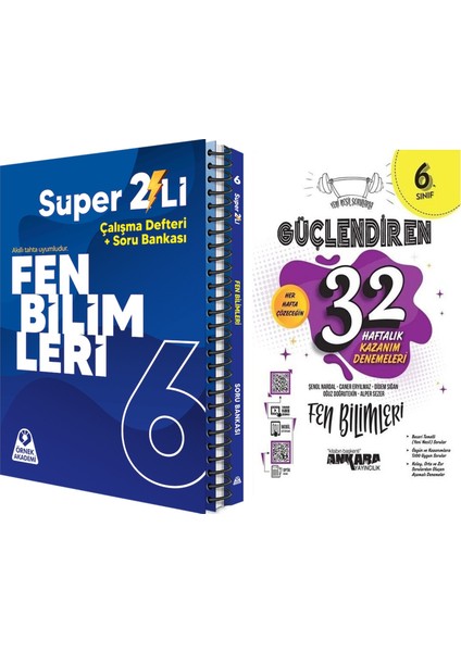 6. Sınıf Süper İkili Fen Bilimleri ve 32 Haftalık Deneme Seti 2 Kitap