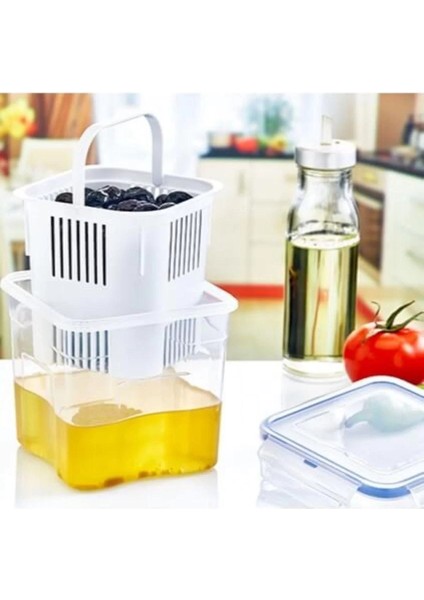 1.3 Lt Klipsli Kapaklı Zeytinlik -Zeytin Turşu Saklama Yıkama Kabı