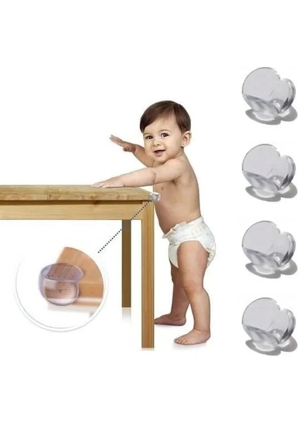 Bebek Çocuk Yumuşak ve Esnek Dairesel Şeffaf Yapışkanlı Güvenlik Köşe Koruyucu (8 Adet)