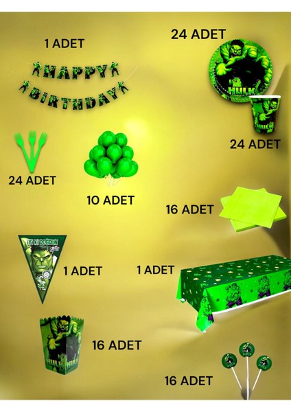 24 Kişilik Hulk Temalı Ultra Lüx Set - Doğum Günü Parti ve Eğlenceli Etkinlikler fiyatları