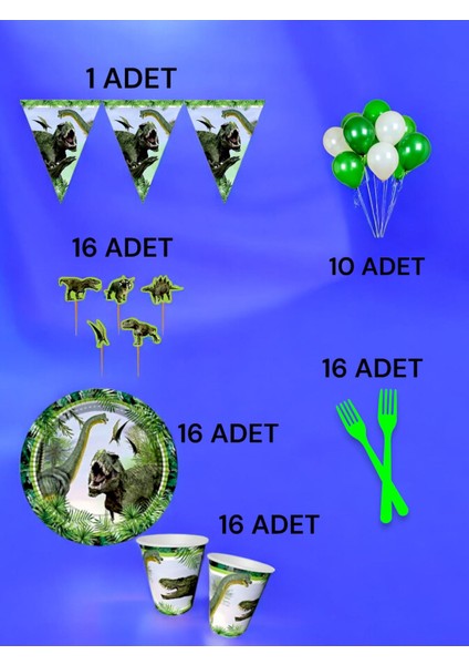 16 Kişilik Dinazor Temalı M Paket - Doğum Günü Parti ve Eğlenceli Etkinlikler fiyatları