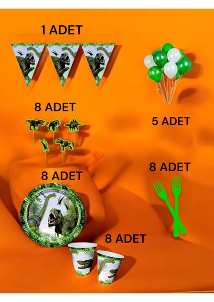 8 Kişilik Dinazor Temalı M Paket - Doğum Günü Parti ve Eğlenceli Etkinlikler fiyatları