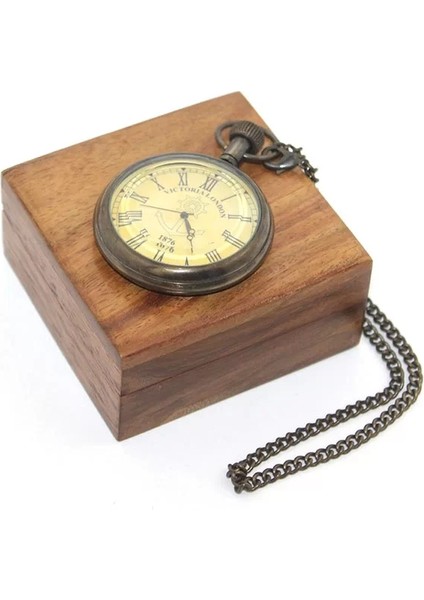 Ahşap Kutulu Pirinç Köstekli Saat 16156