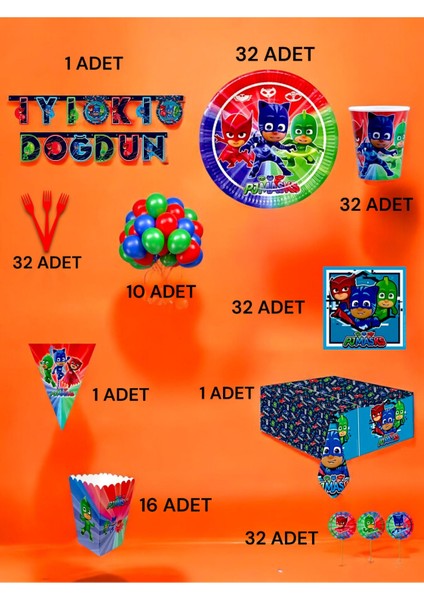 32 Kişilik Pijamask Temalı Ultra Lüx Set - Doğum Günü Parti ve Eğlenceli Etkinlikler fiyatları