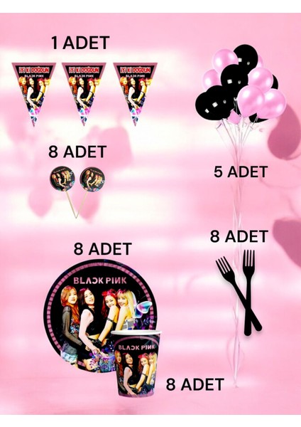8 Kişilik Blackpink Temalı M Paket - Doğum Günü Parti ve Eğlenceli Etkinlikler fiyatları