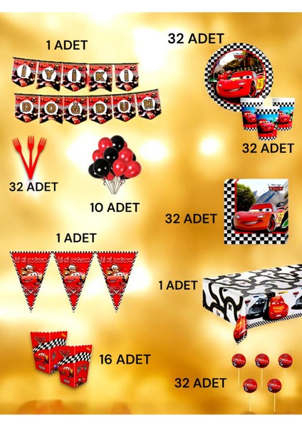 32 Kişilik Cars Temalı Ultra Lüx Set - Doğum Günü Parti ve Eğlenceli Etkinlikler fiyatları